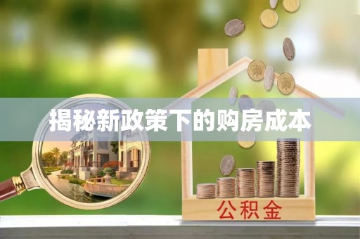 八公山揭秘新政策下的购房成本